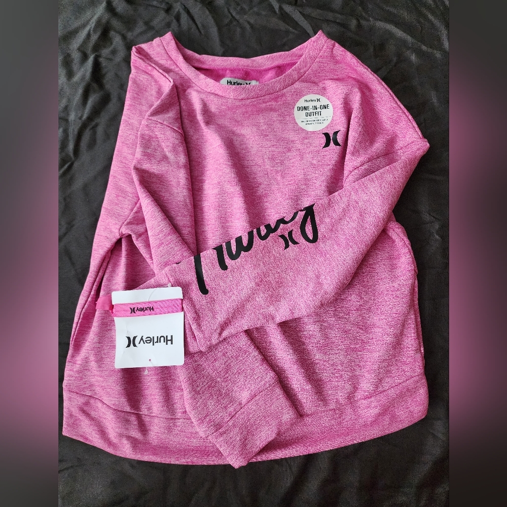 Girls L hurley top with hair binder